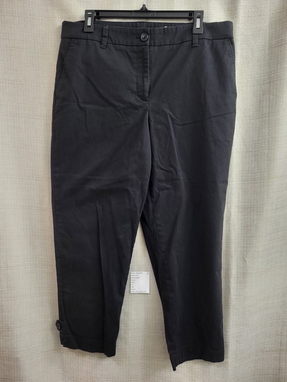 Talbots Women's Black Slim Perfect Crop Pants Slim Leg Flat Front Stretch Sz 12